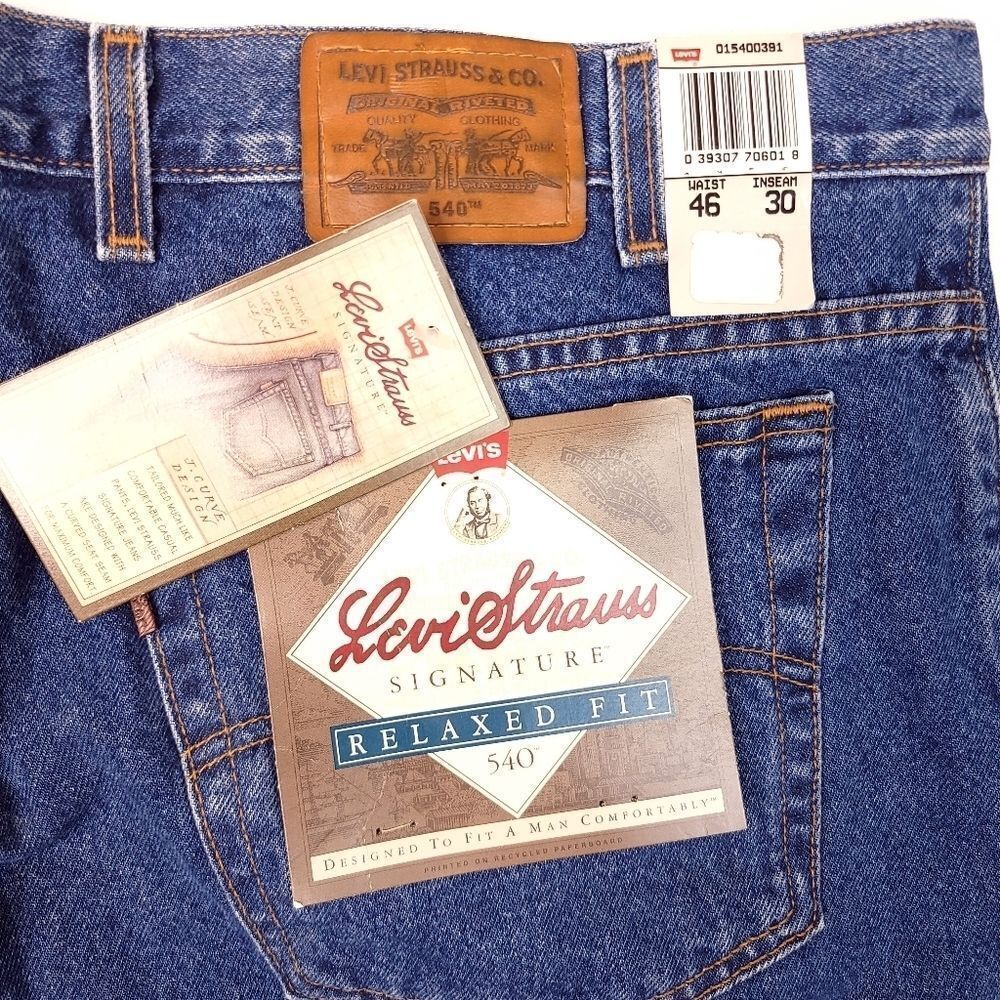 Vintage 90's Levis 540 Relaxed Fit Jeans Mens 46x30 Medium Wash 15" Rise nWt